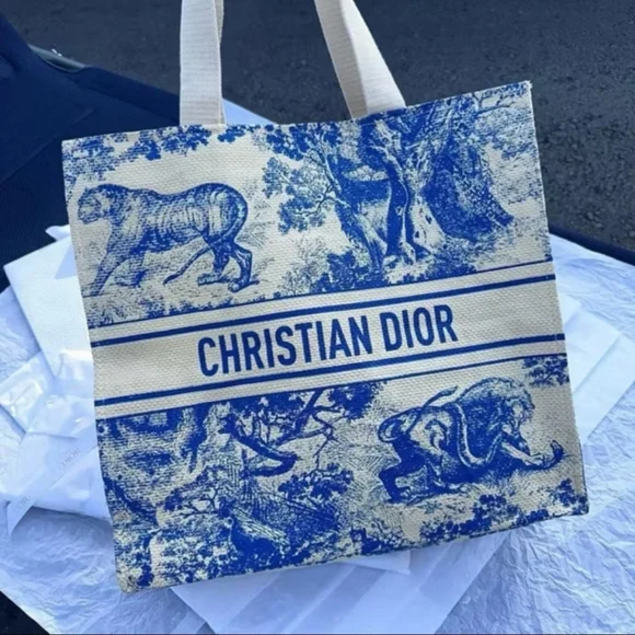 Dior Blue and Cream Toile de Jouy Book Tote - Picture 6 of 6